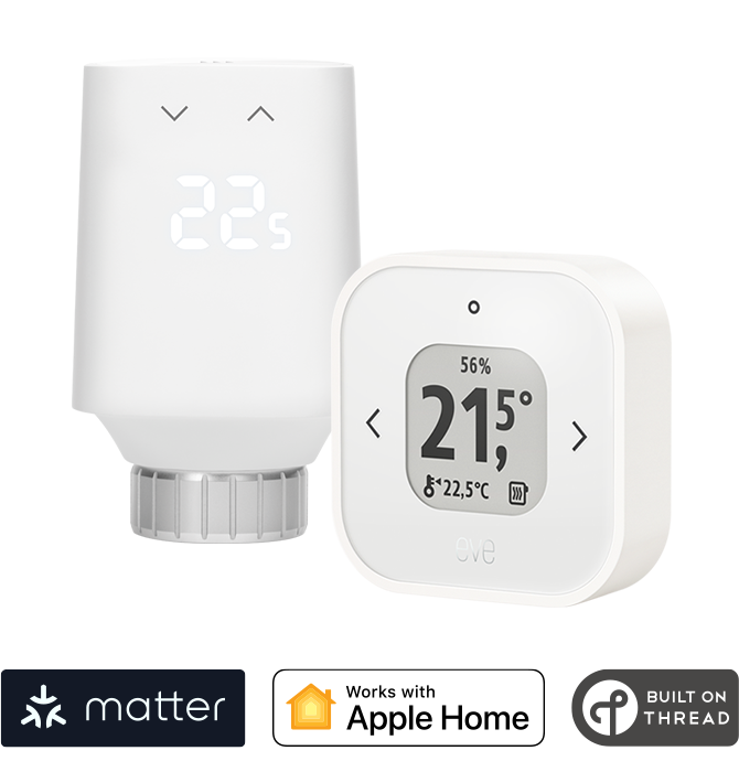 Eve Thermo Comfort Set - 1 Eve Thermo - 1 Eve Thermo Control
